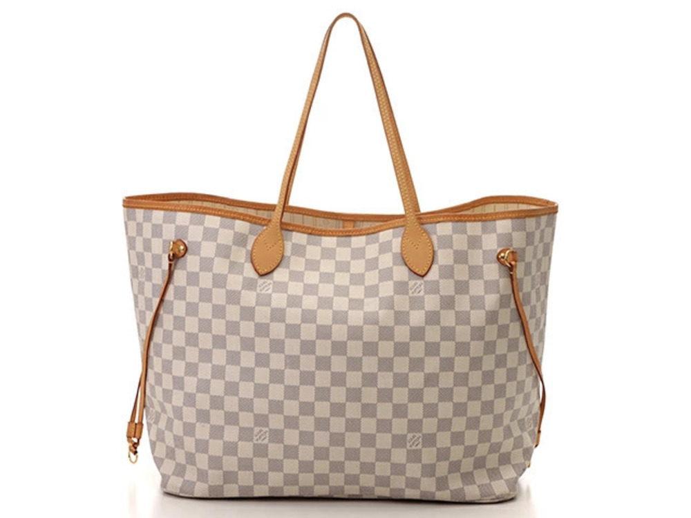 LOUIS VUITTON Neverfull Damier Azur White Tote Bag T